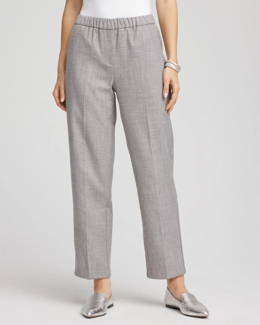 Shimmer Straight Tapered Ankle Pants