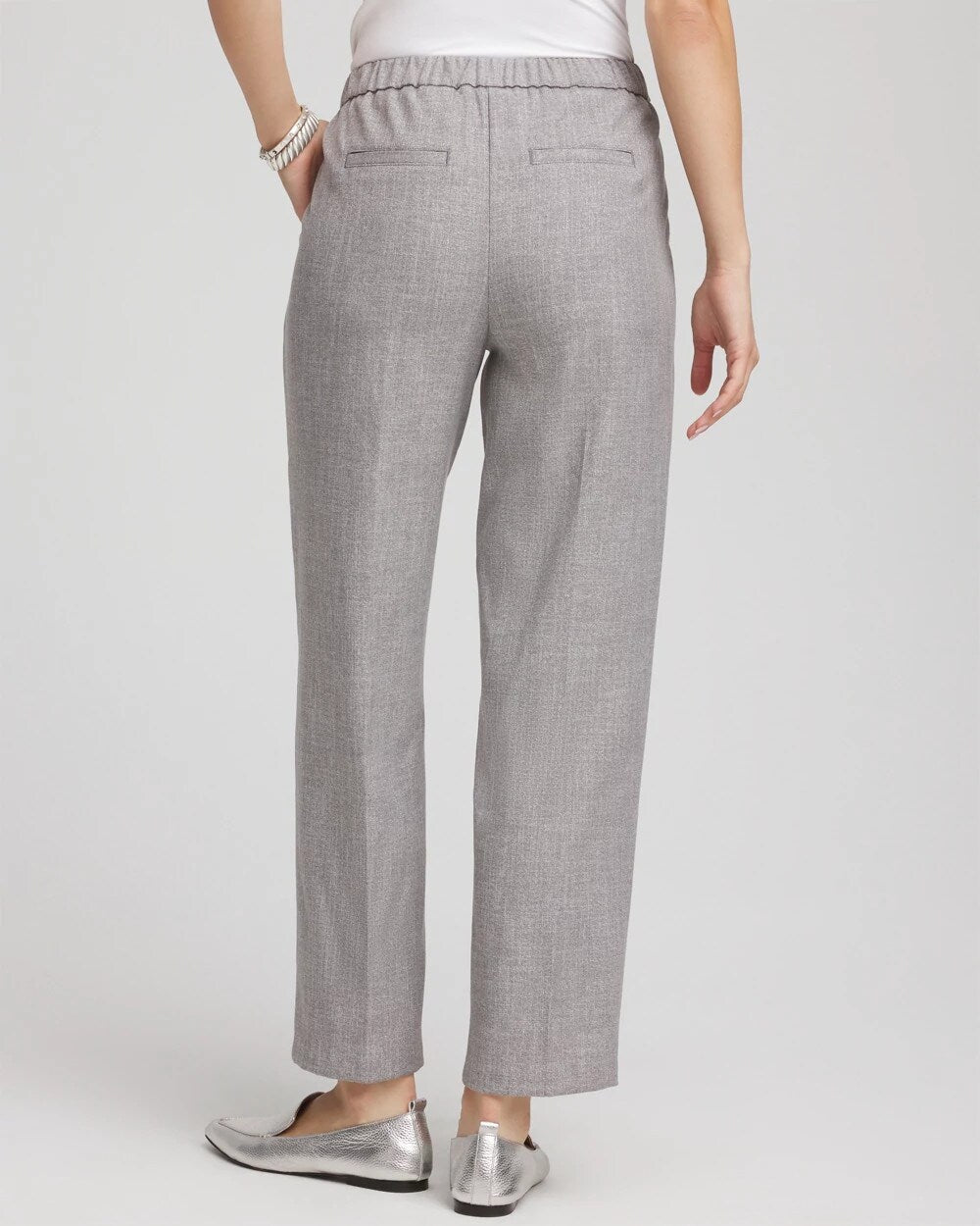 Shimmer Straight Tapered Ankle Pants