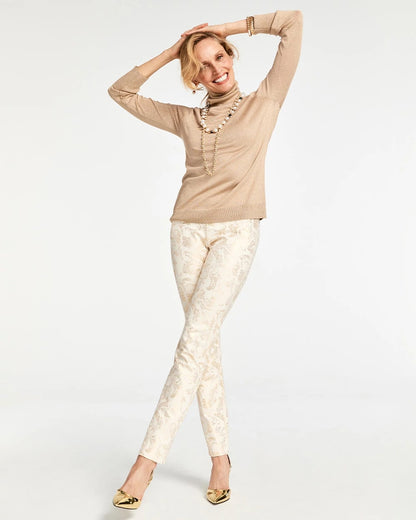 Juliet Golden Foiled Slim Ankle Pants