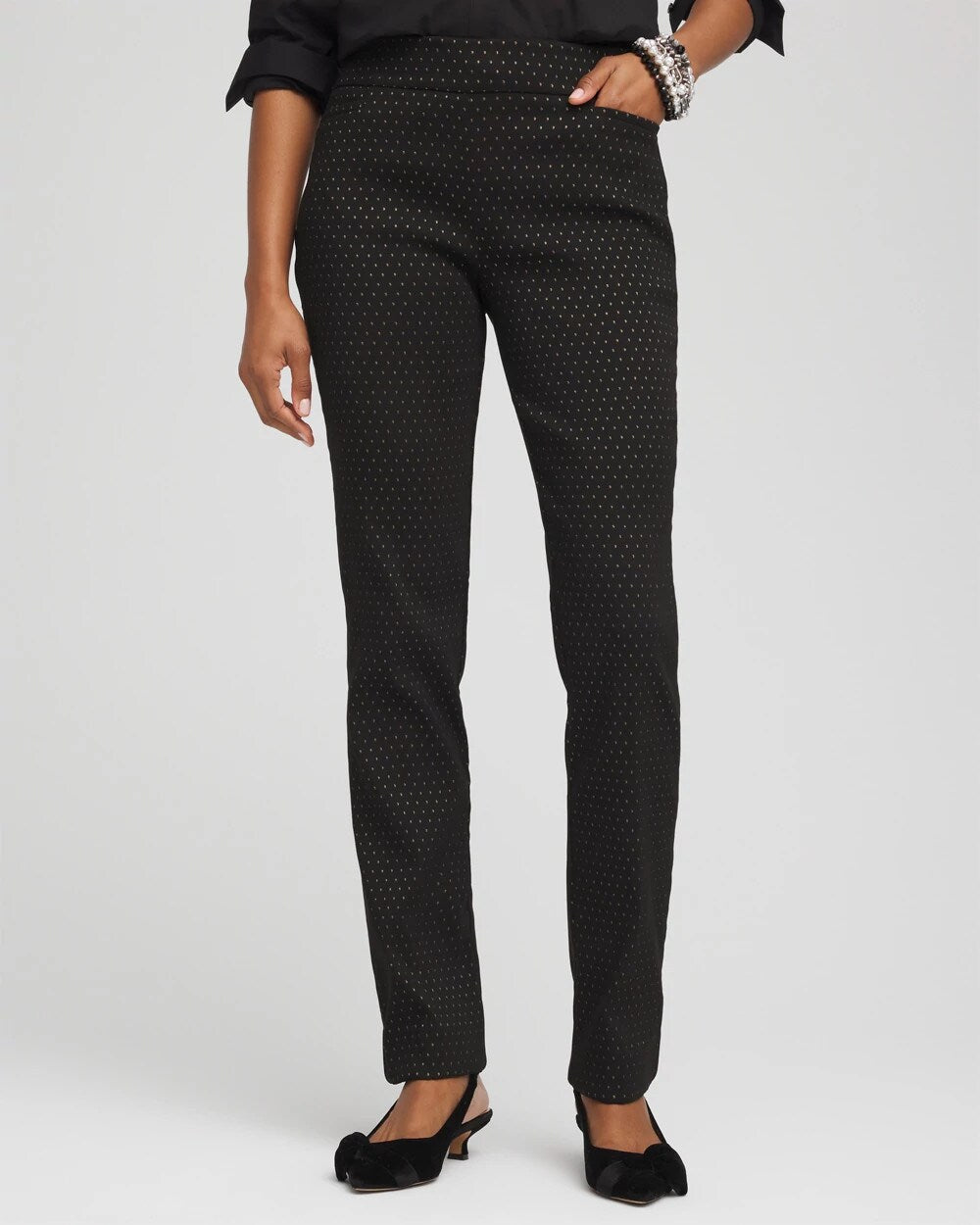 Brigitte™ Slim Full-Length Jacquard Pants