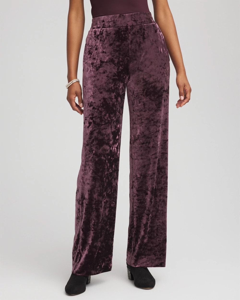 Crushed Velvet Wide-Leg Pants
