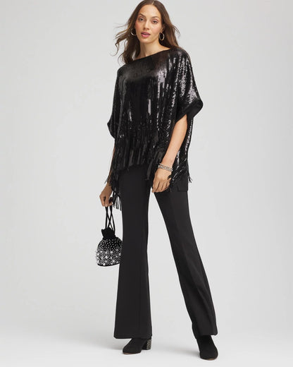 Crepe Flared Trouser Pants