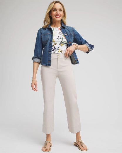 Trapunto Straight Leg Cropped Pants