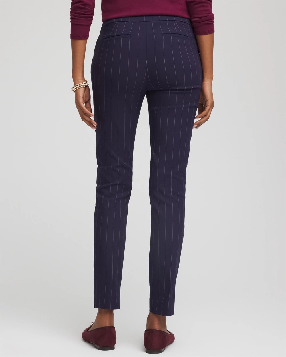 Pinstriped Brigitte™ Slim Pull-On Ankle Pants