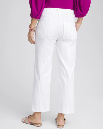 Striped Straight-Leg Cropped Pants