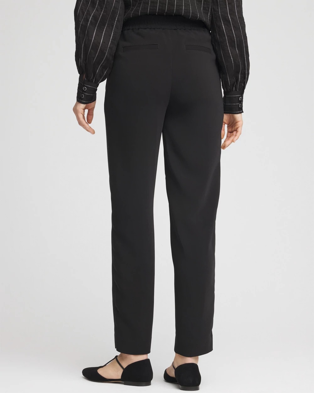 Crepe Side-Zip Tapered Ankle Pants