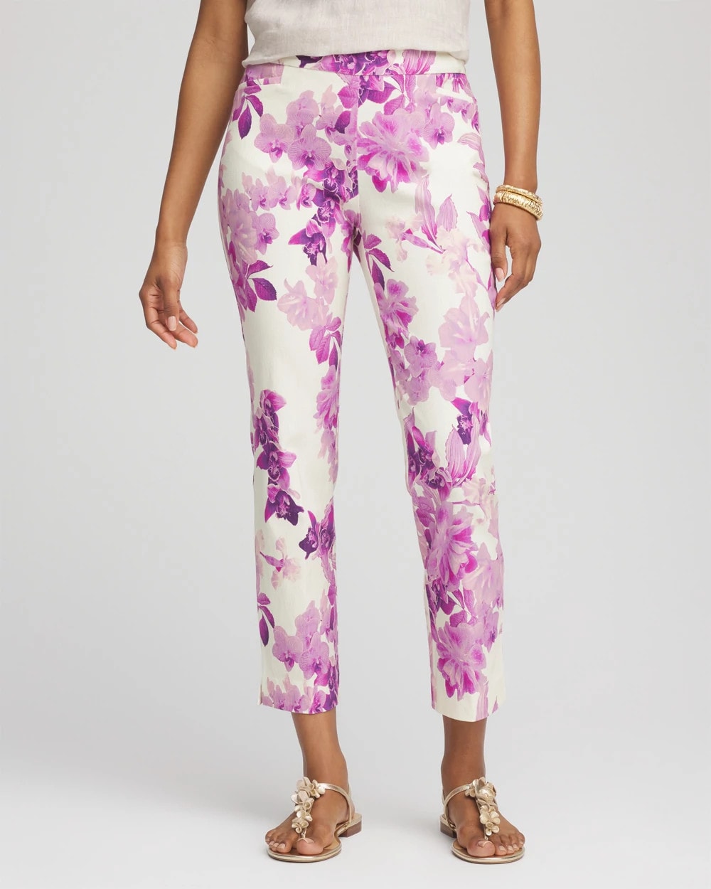 Brigitte™ Floral Pull-On Slim Cropped Pants