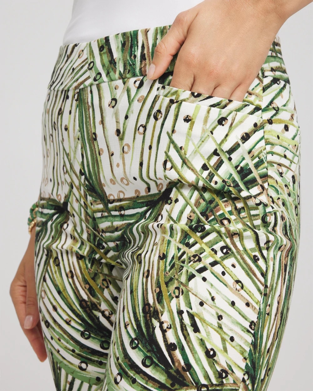 Brigitte™ Slim Ankle Palm-Print Pants