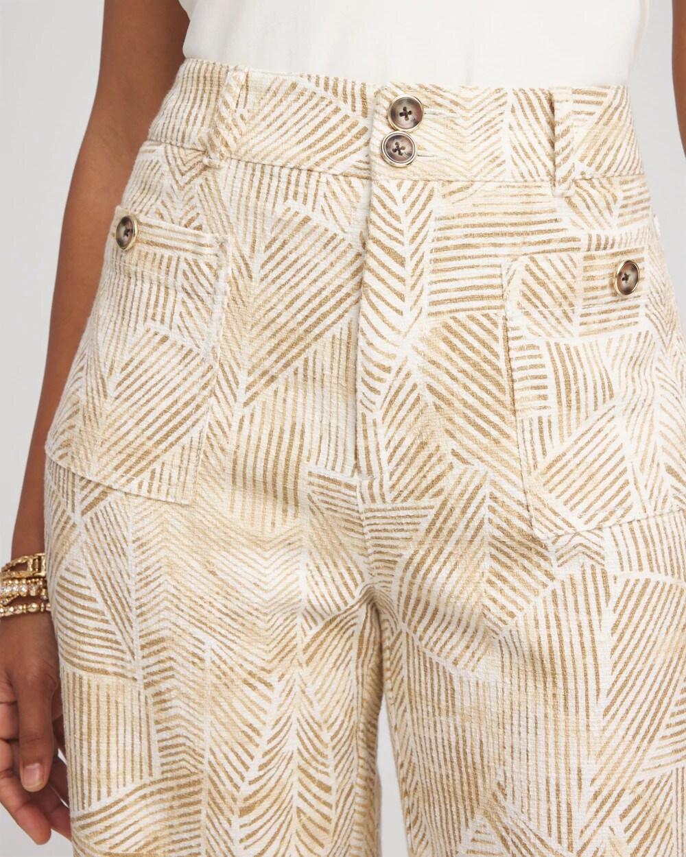 Printed Cropped Straight-Leg Pants