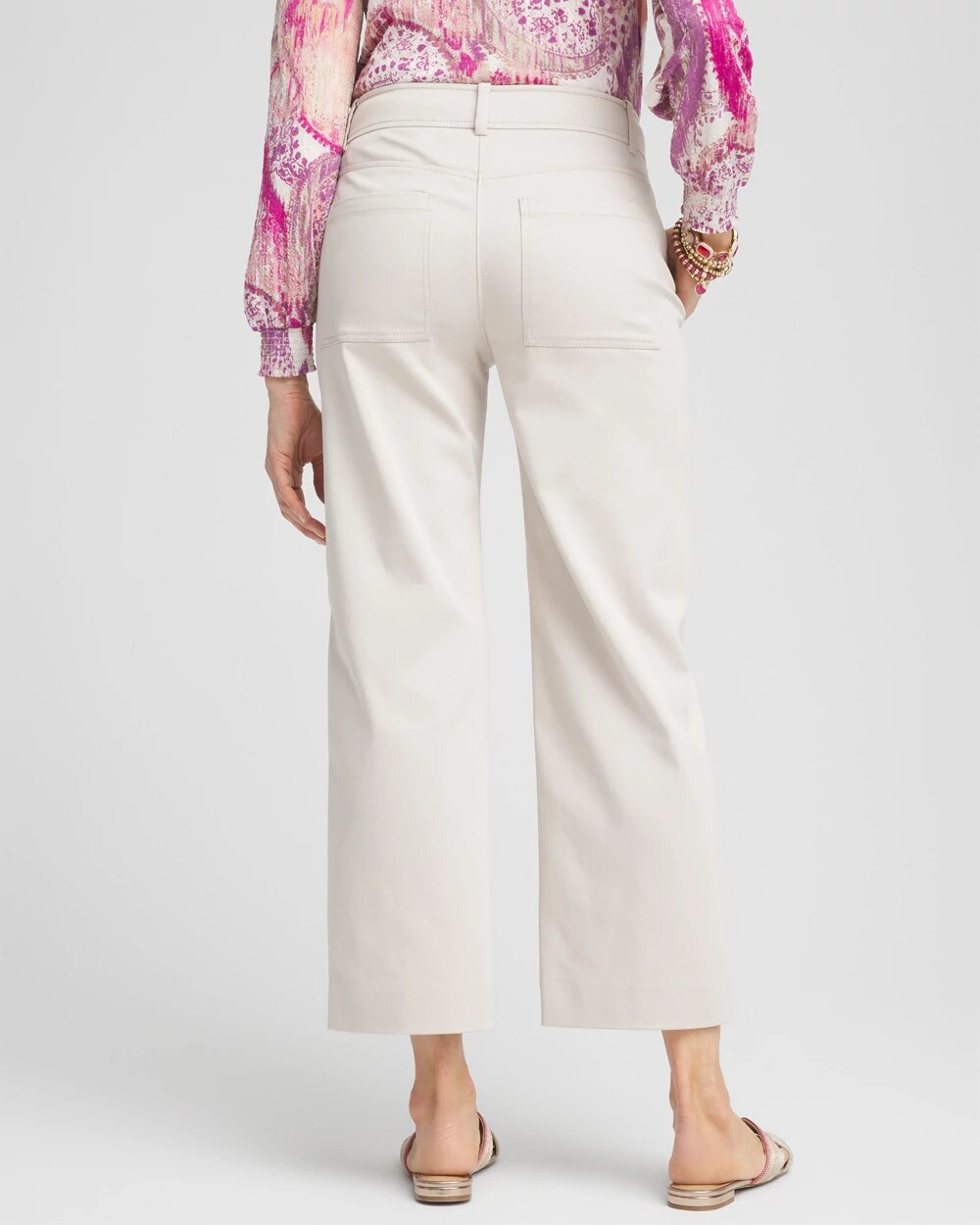 Stretch Sateen Straight Cropped Pants
