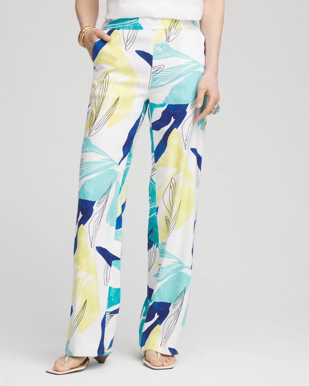 Tropical Linen Stretch Relaxed Pants