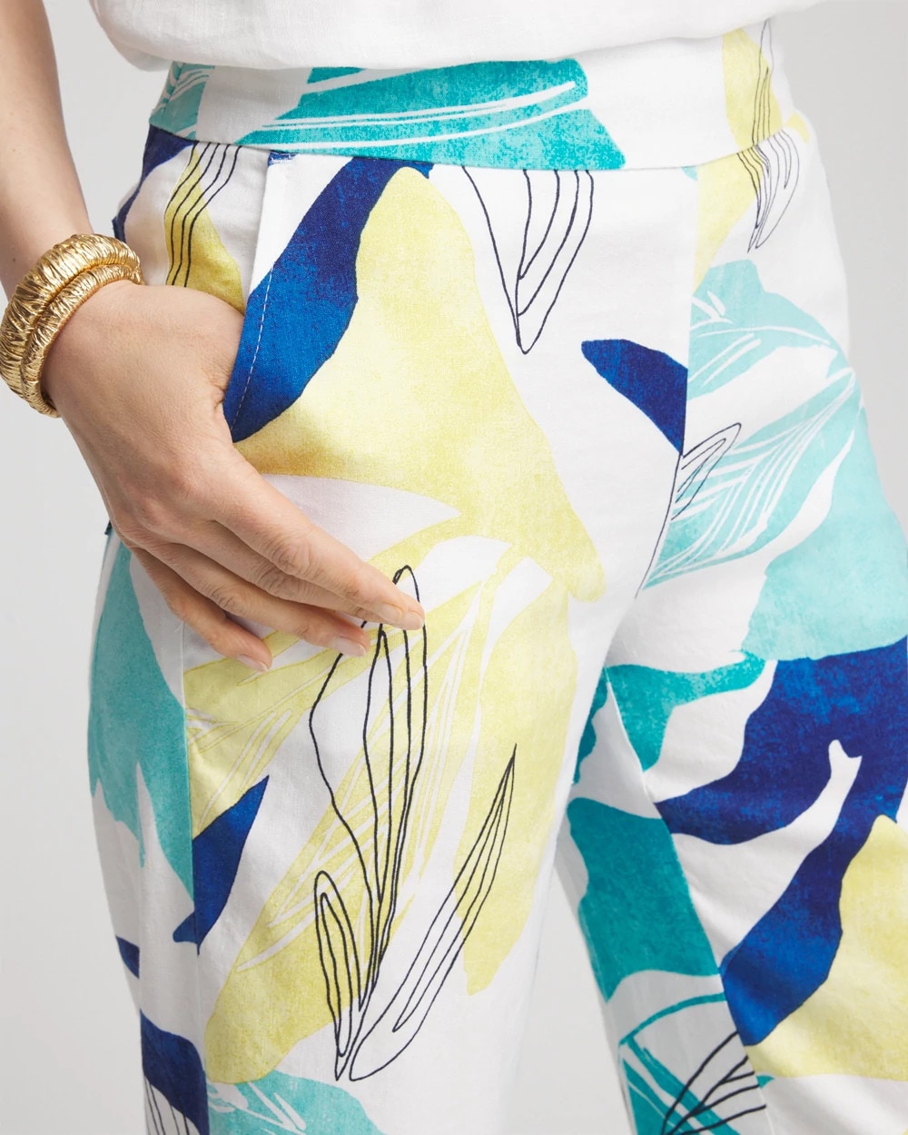 Tropical Linen Stretch Relaxed Pants