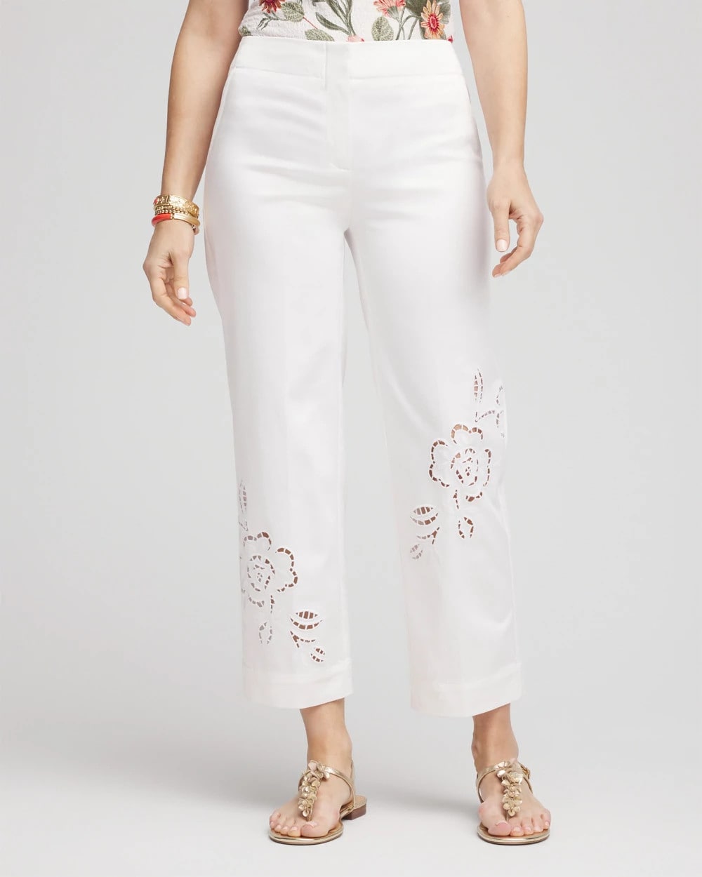 Sateen Cutout Cropped Pants