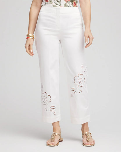 Sateen Cutout Cropped Pants