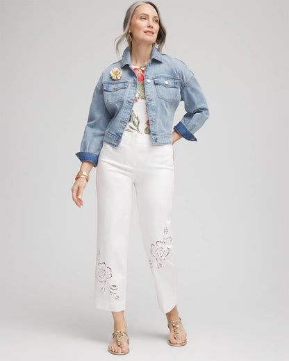 Sateen Cutout Cropped Pants