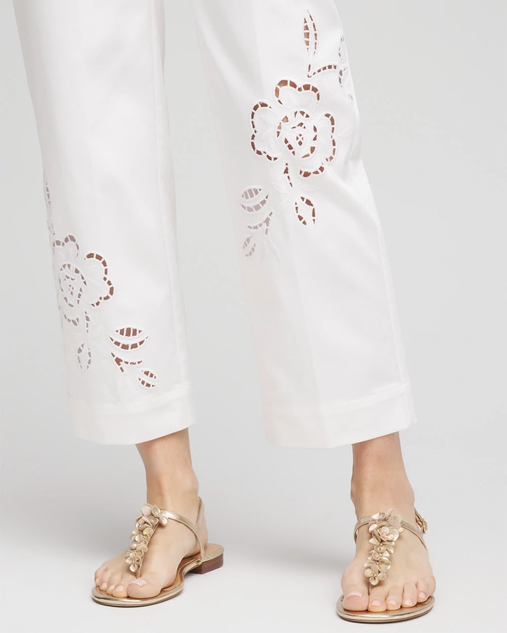 Sateen Cutout Cropped Pants