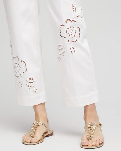 Sateen Cutout Cropped Pants
