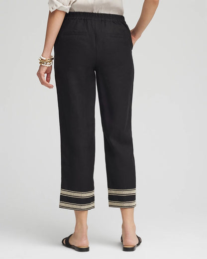 Linen Elastic Waist Cropped Pants