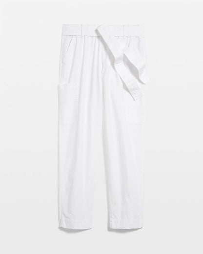 Poplin Pull-On Tapered-Leg Cropped Pants