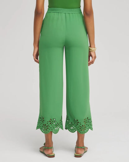 Satin Eyelet Hem Culottes