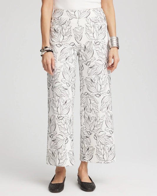 Brigitte™ Floral Embroidered Wide-Leg Cropped Pants