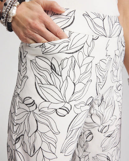 Brigitte™ Floral Embroidered Wide-Leg Cropped Pants