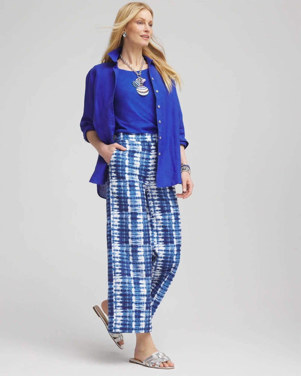 Tie-Dye Linen Cropped Pants