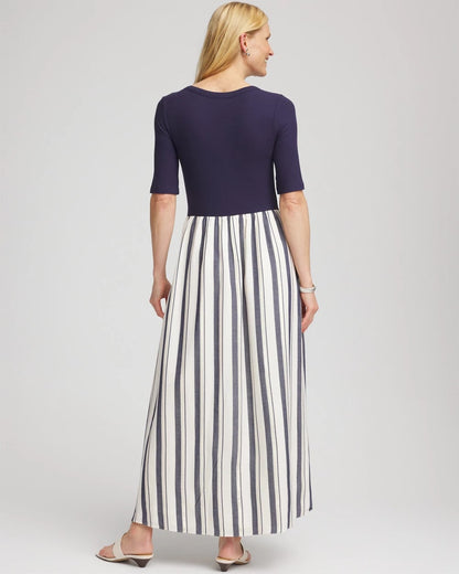 Mixed Metallic Striped Maxi Dress