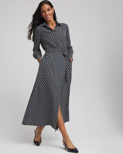 Chain Print Maxi Shirtdress