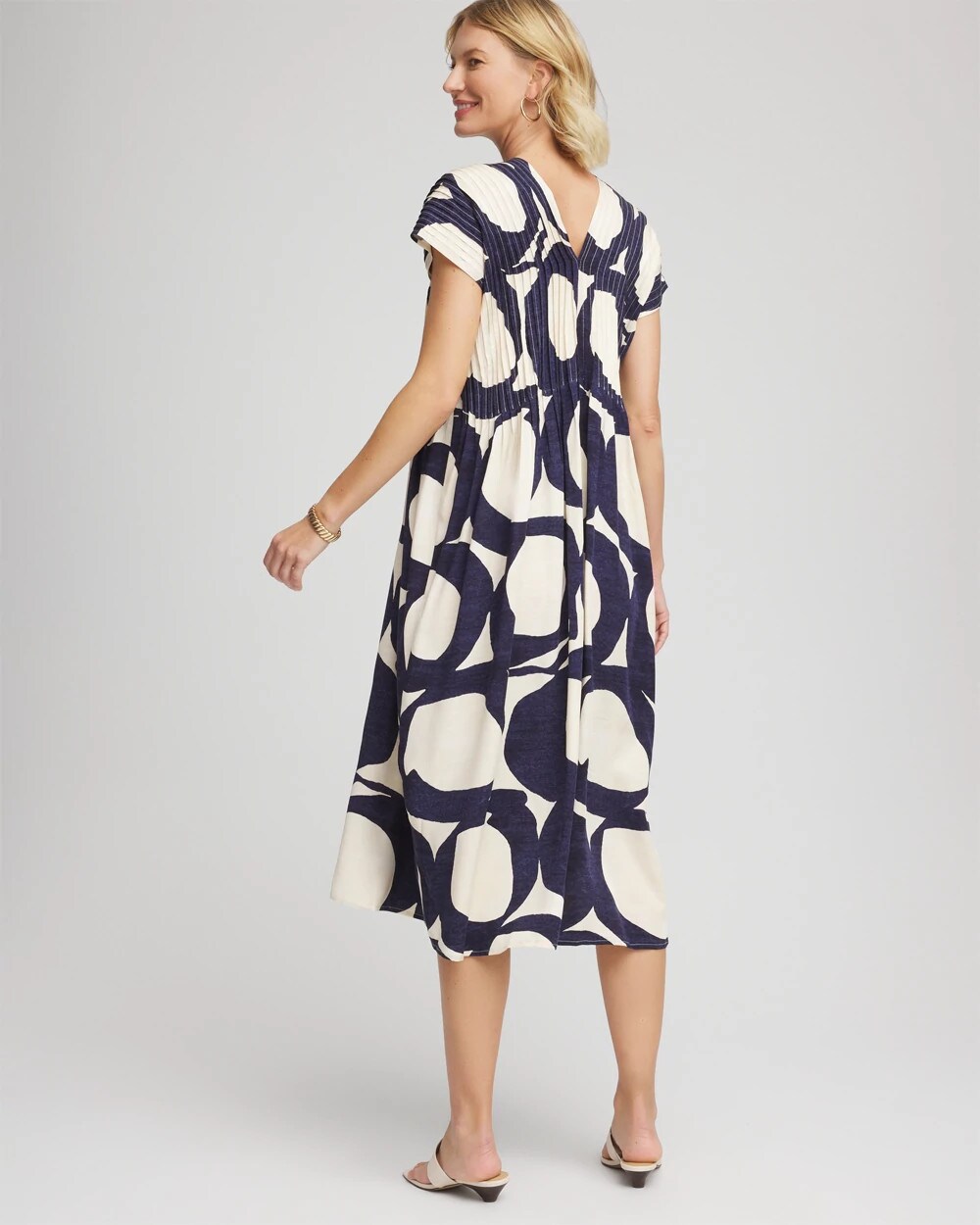 Printed Silk-Twill Popover Midi Dress