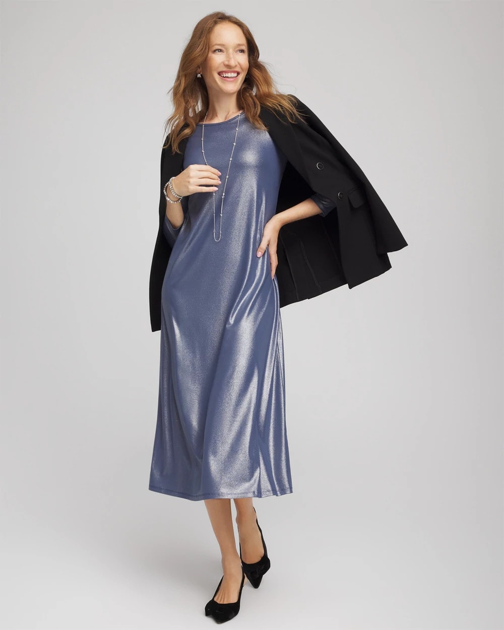 Foiled Jersey Knit Maxi Dress