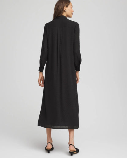 Sequined Long-Sleeved Maxi Shirtdress