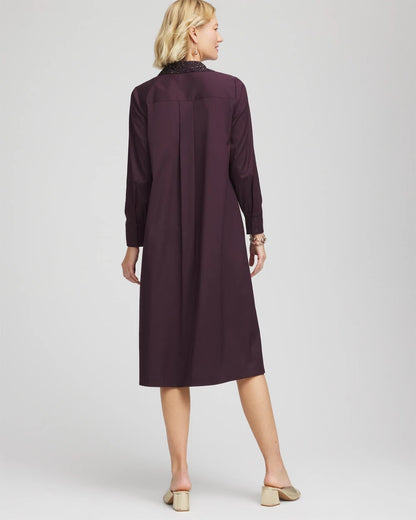 Sequin Collar Midi Shirtdress