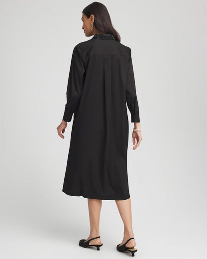 Sequin Collar Midi Shirtdress