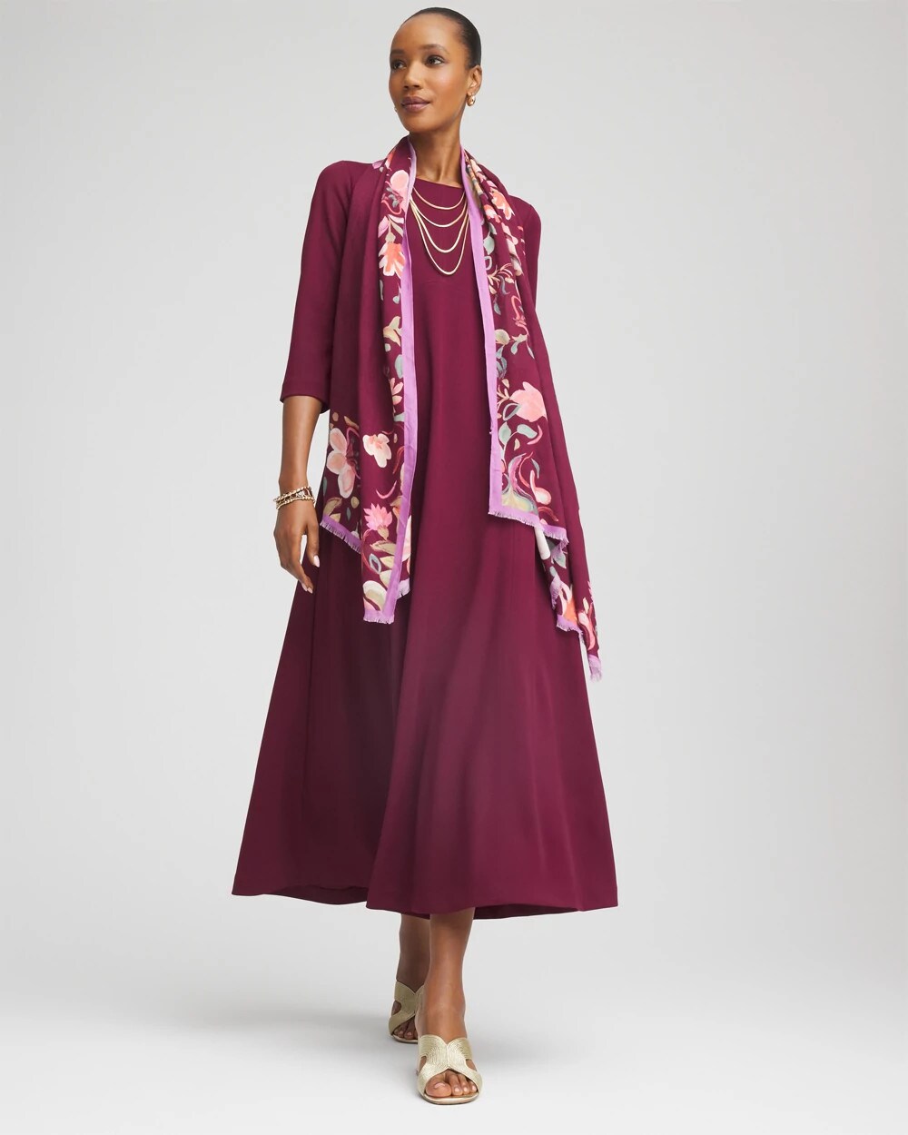 Seamed Crepe Maxi Dress