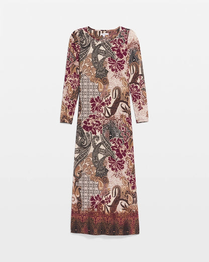 Patchwork Boatneck Column Maxi Dress