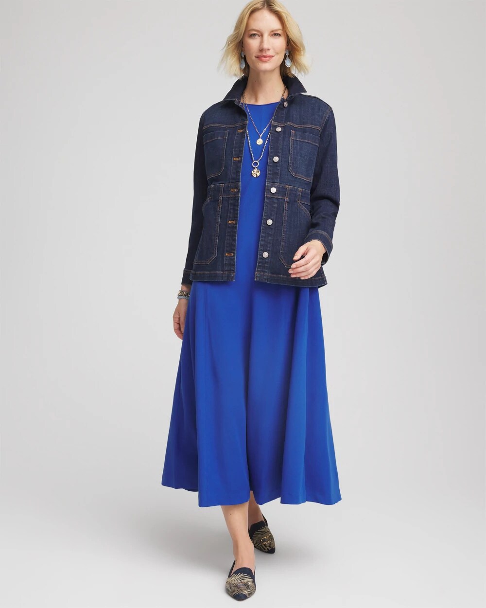 Seamed Crepe Maxi Dress