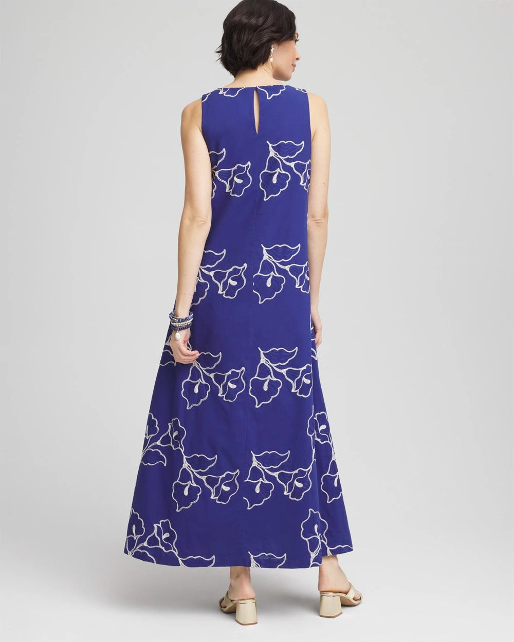 Embroidered Sleeveless Maxi Dress