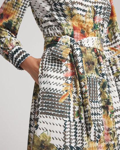 Artisanal Floral Print  Maxi Shirtdress