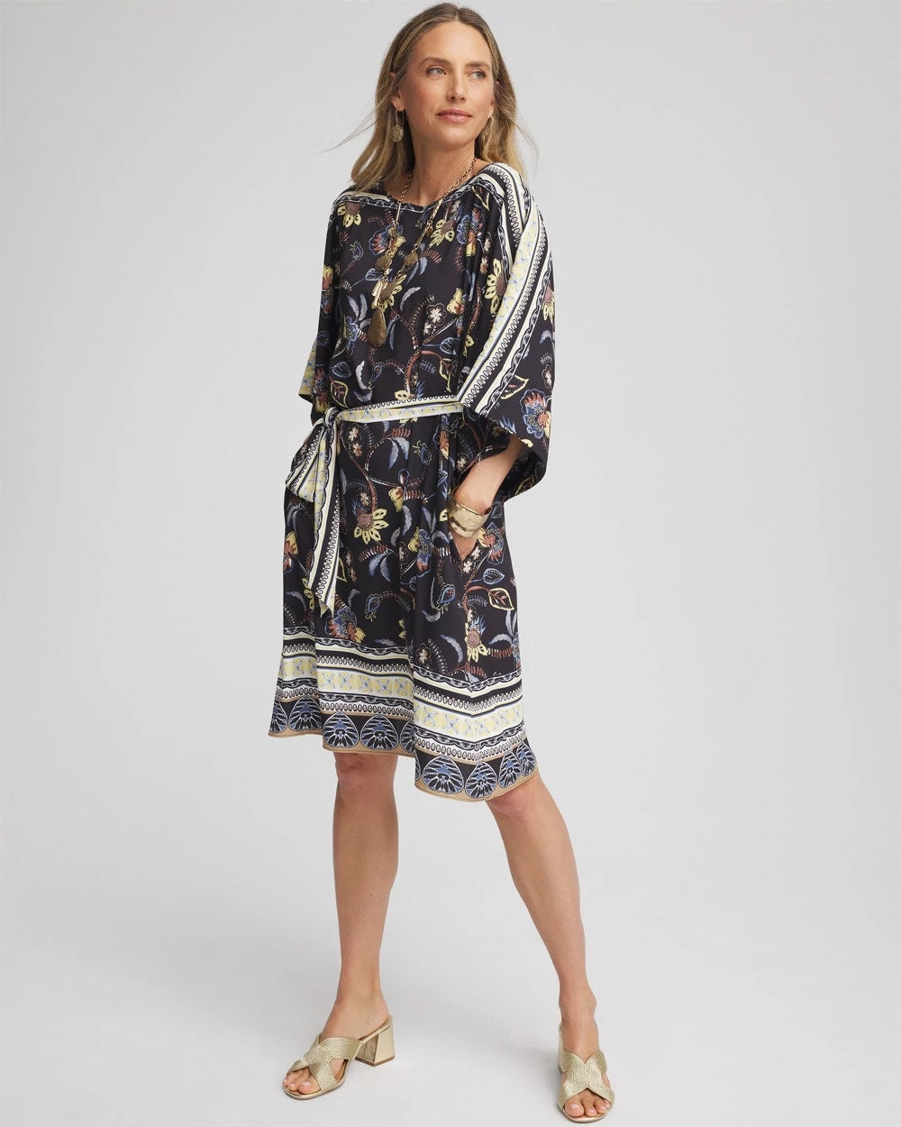 Georgette Boatneck Kaftan Dress