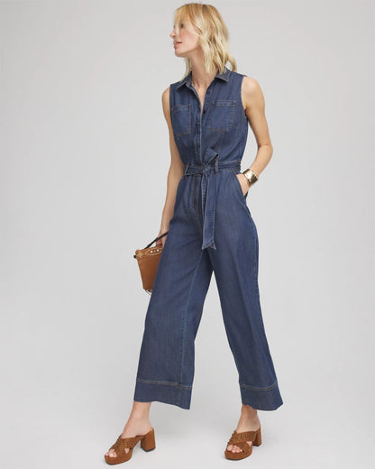 Denim Wide-Leg Jumpsuit
