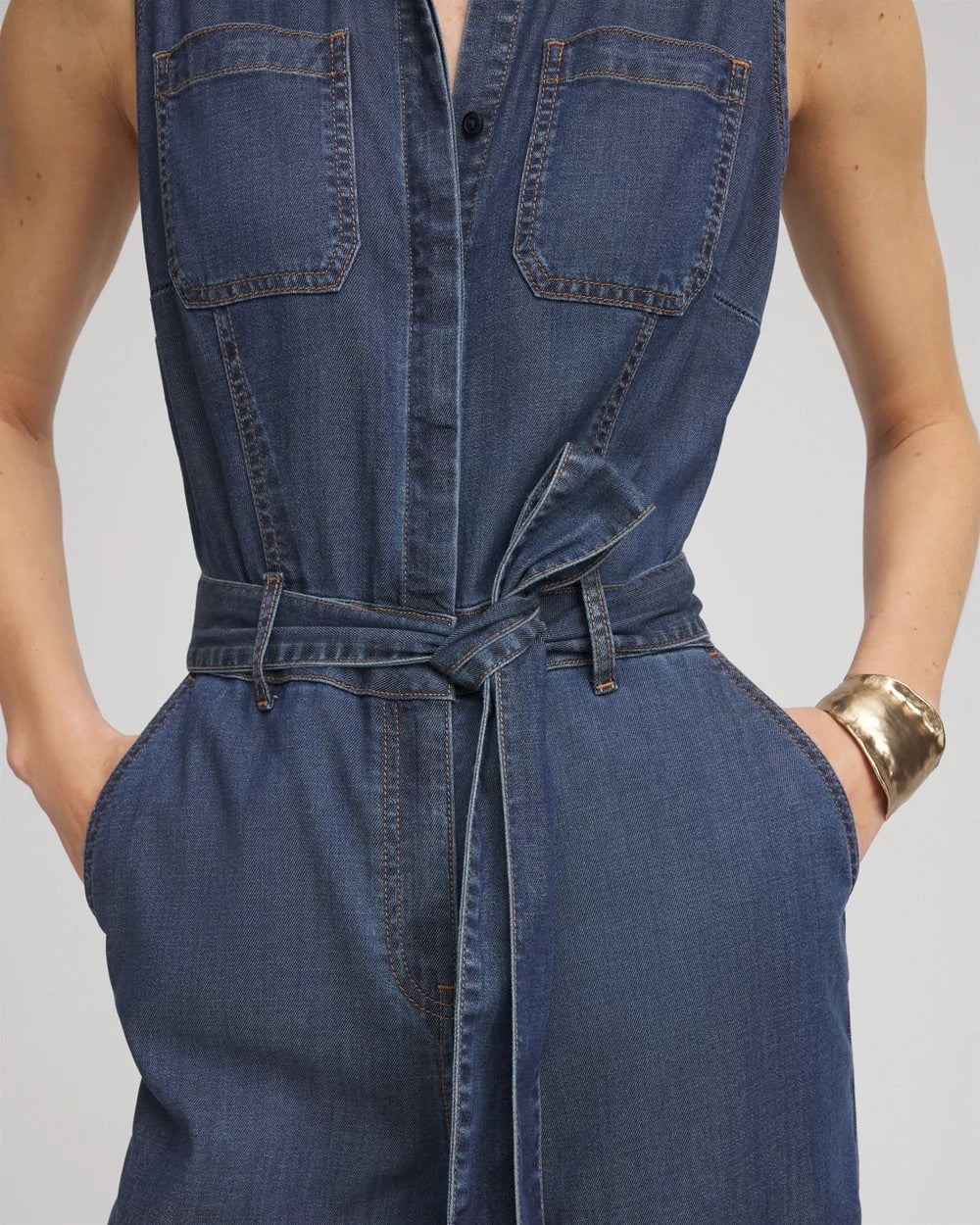 Denim Wide-Leg Jumpsuit