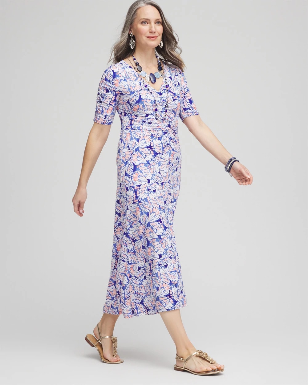 Ruched Jersey Midi Dress