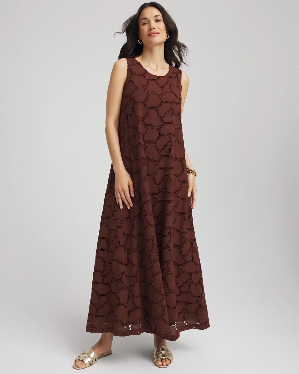 Eyelet Cutout Maxi Tank Dress