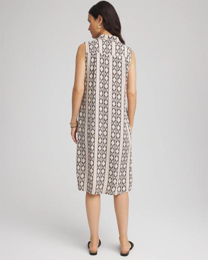 Printed Sleeveless Silk-Twill Shirtdress
