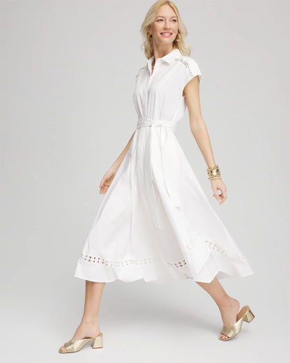 Poplin Circle Trim Maxi Shirtdress