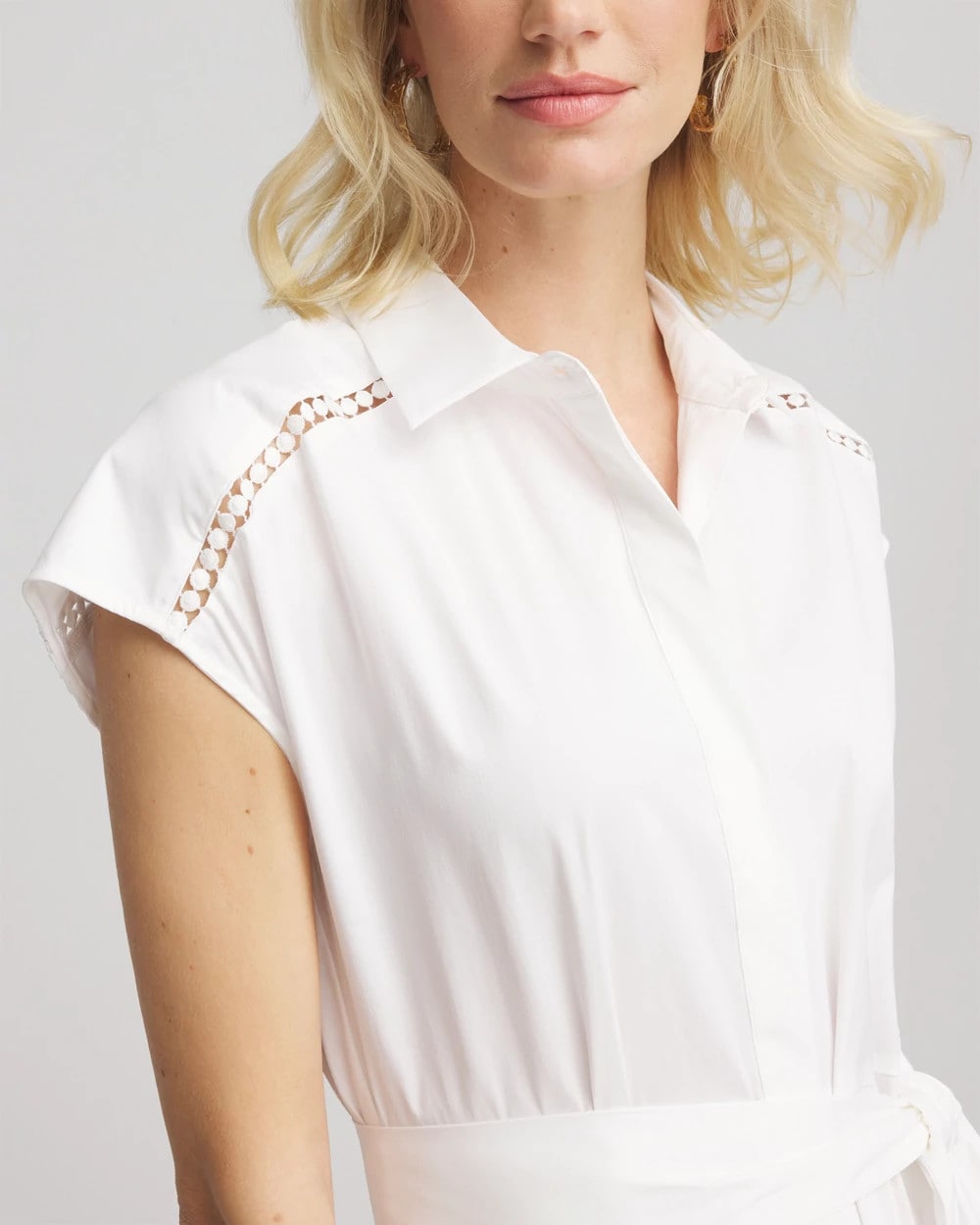 Poplin Circle Trim Maxi Shirtdress