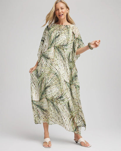 Crinkle-Chiffon Kaftan Dress