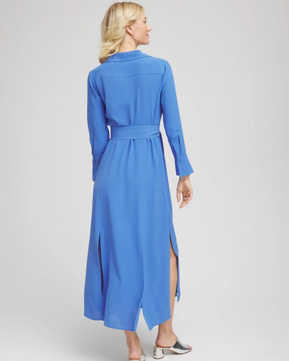 Belted Split Hem Maxi Shirtdress