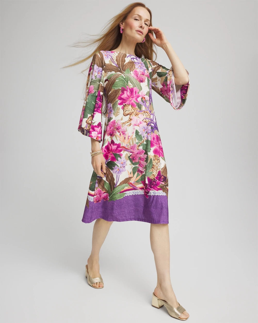 Island Angel-Sleeve Boat Neck Dress